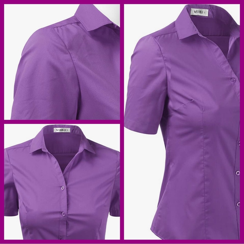 Brand New Casual Woman’s Classic Short Sleeve Shirt- Button up- Violet Size 2X